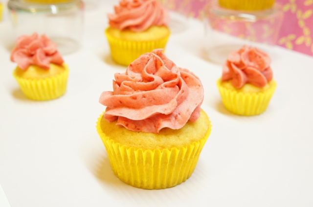 Vanilla Cupcakes with Raspberry Buttercream